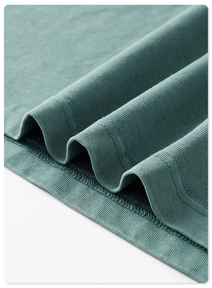 ZODF New Autumn Men's 260gsm 100% Cotton T Shirts Unisex Retro High Street Loose Washed Solid Tees Streetwears HY0376