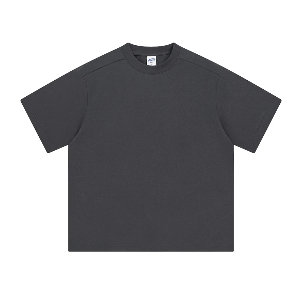 ZODF Trendy 2025 Men 275gsm Cotton T-Shirts Unisex Summer Patchwork Solid O Neck T Shirt Brand Tees HY1045