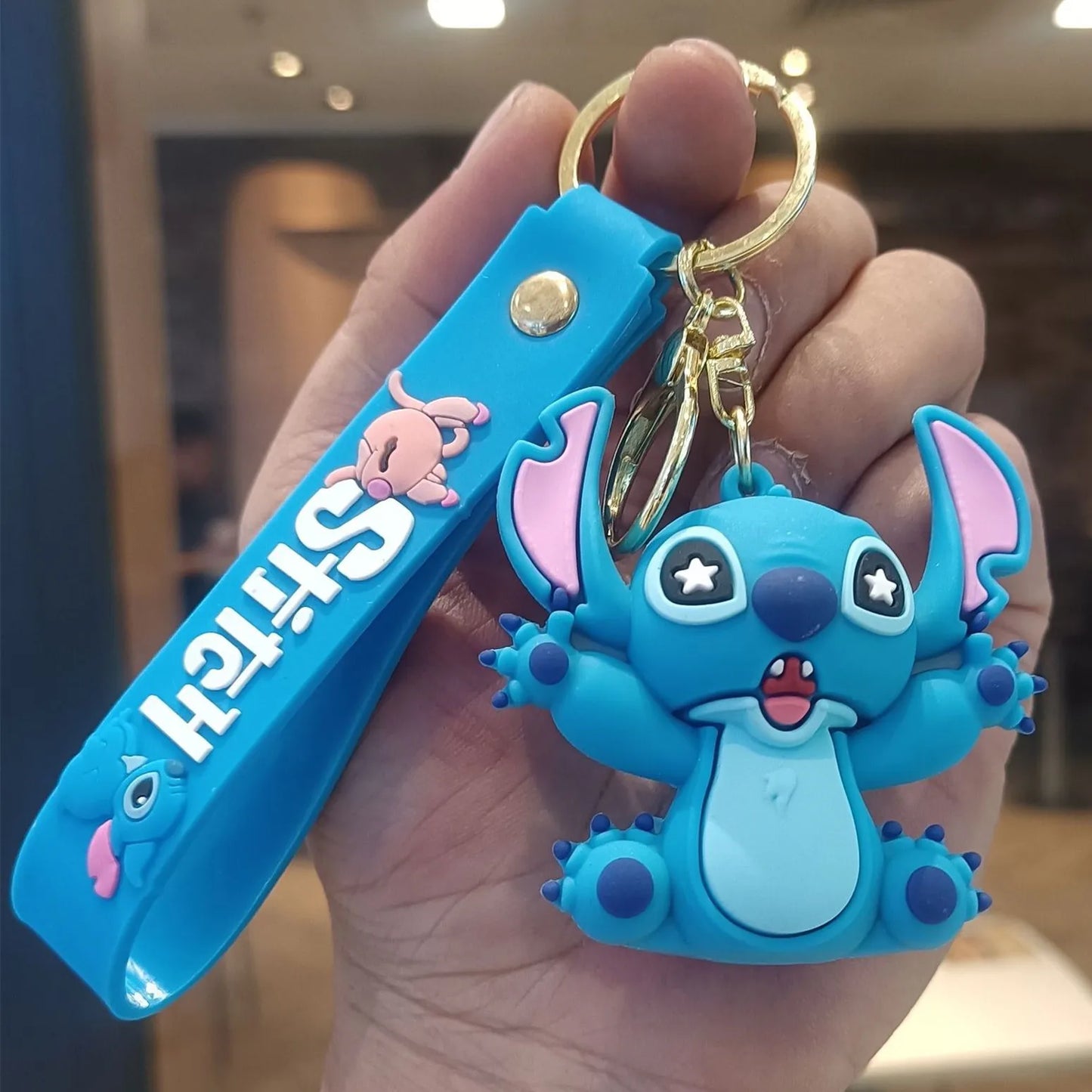 Anime Disney Keychain Cartoon Mickey Mouse Minnie Lilo & Stitch Cute Doll Keyring Ornament Key Chain Pendant Kids Toys Gift