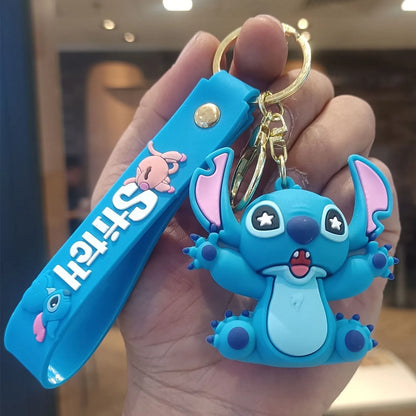Anime Disney Keychain Cartoon Mickey Mouse Minnie Lilo & Stitch Cute Doll Keyring Ornament Key Chain Pendant Kids Toys Gift