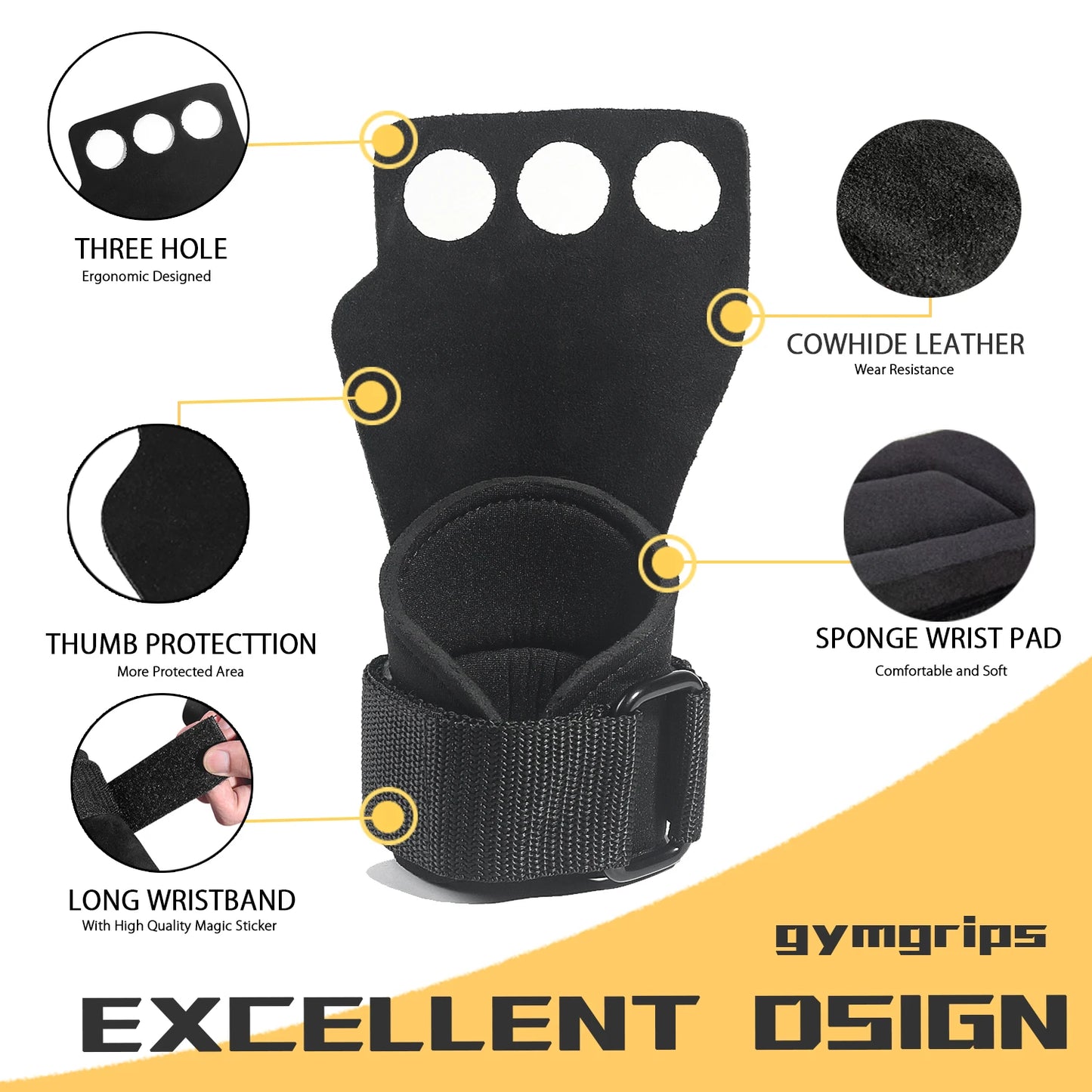 Codex Cowhide Gym Gloves Grips for Weightlifting Pull-Ups Kettlebell Training and Gymnastics Hand Protection