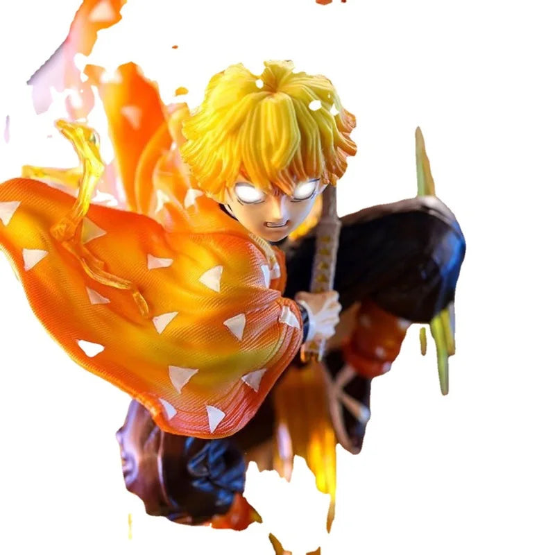 51cm Anime Figure Demon Slayer Agatsuma Zenitsu Model Doll Kimetsu No Yaiba Gk Action Figure Luminous Room Decor Adult Toy Gift