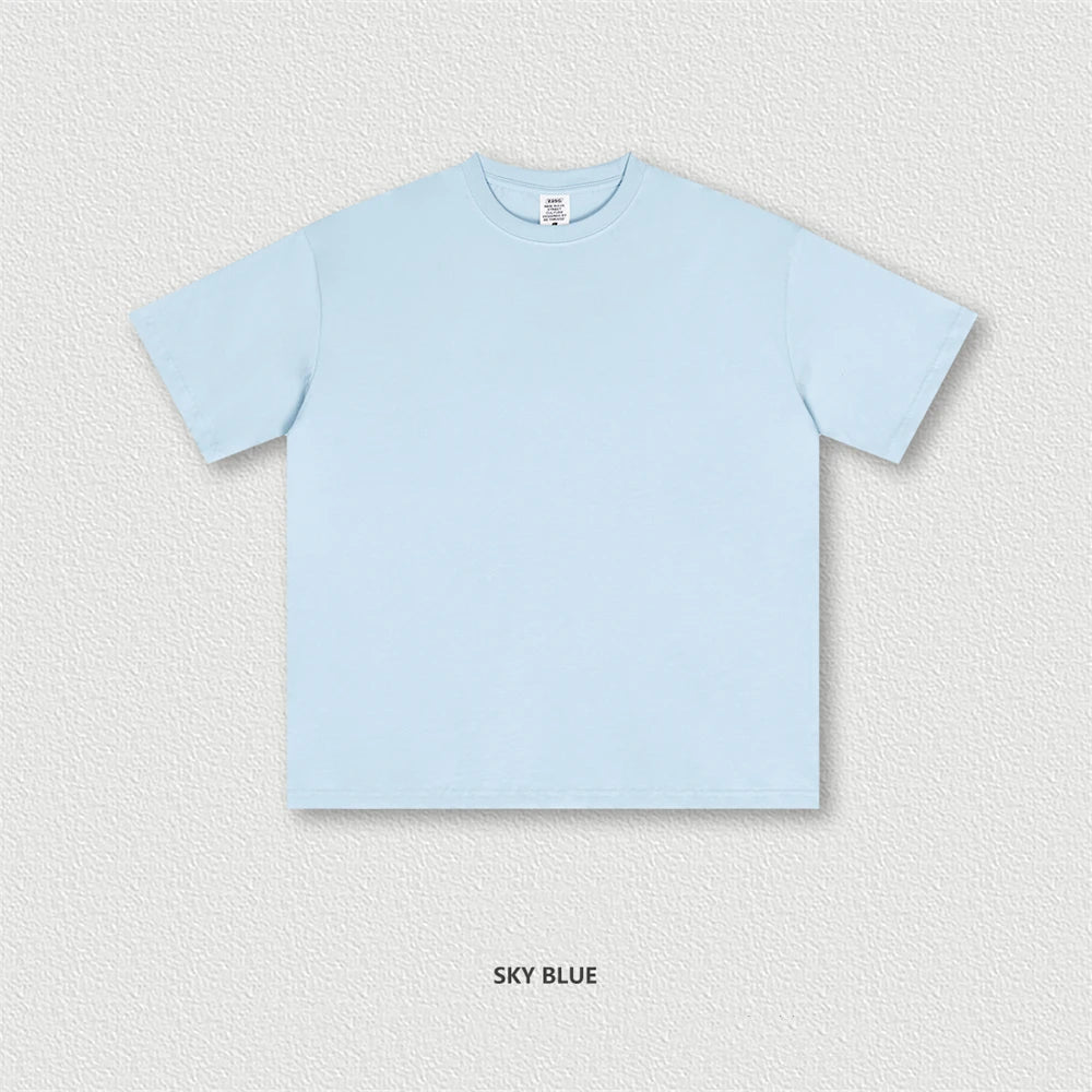 ZODF New 2025 Spring Summer 235gsm Solid Cotton T-Shirts For Men Women Unisex Loose Basic T Shirt Tees Brand Tops HY0970