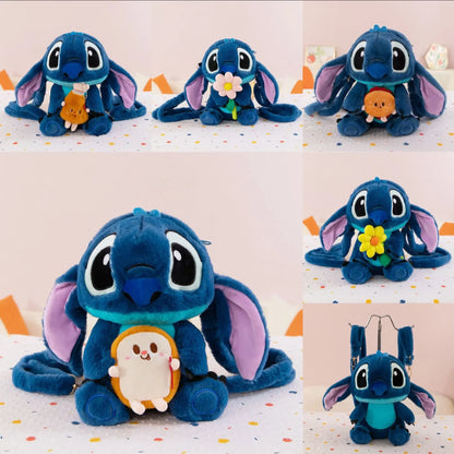 27CM Lilo and Stitch Backpack Cartoon Disney Plush Toy Anime Stuffed Kawaii Soft Stich Doll Plushie Kids Bag Birthday Xmas Gifts