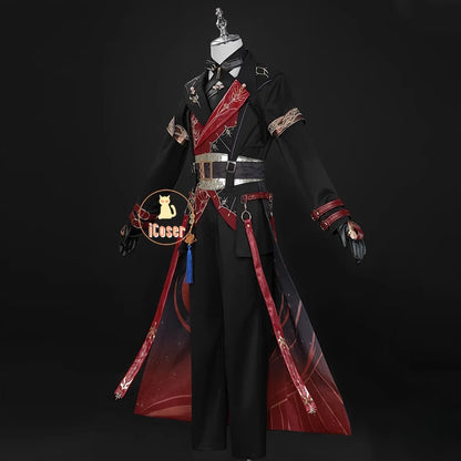 iCoser Love and Deepspace Xavier Cosplay Costume Black Hunter Uniform Shimmering Moonlight Halloween Party Women Men Carnival