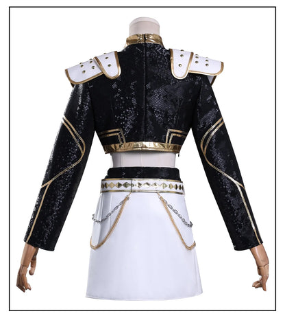 KPop Demon Hunters Zoey Cosplay Costume Black Gold Skirt Huntrix Golden Outfit Earrings Headwear Halloween Party for Women Girls