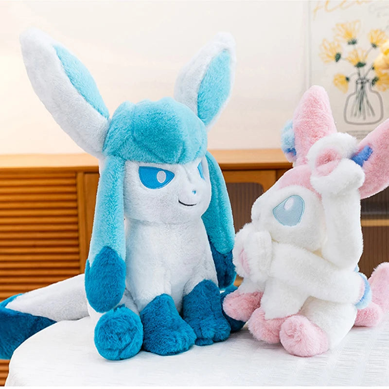 40/80cm Cartoon Large Sylveon Glaceon Pokemon Plush Toys Pillow Doll Cute Ornament Stuffed Plushie Eevee Pokémon Gift for Kids
