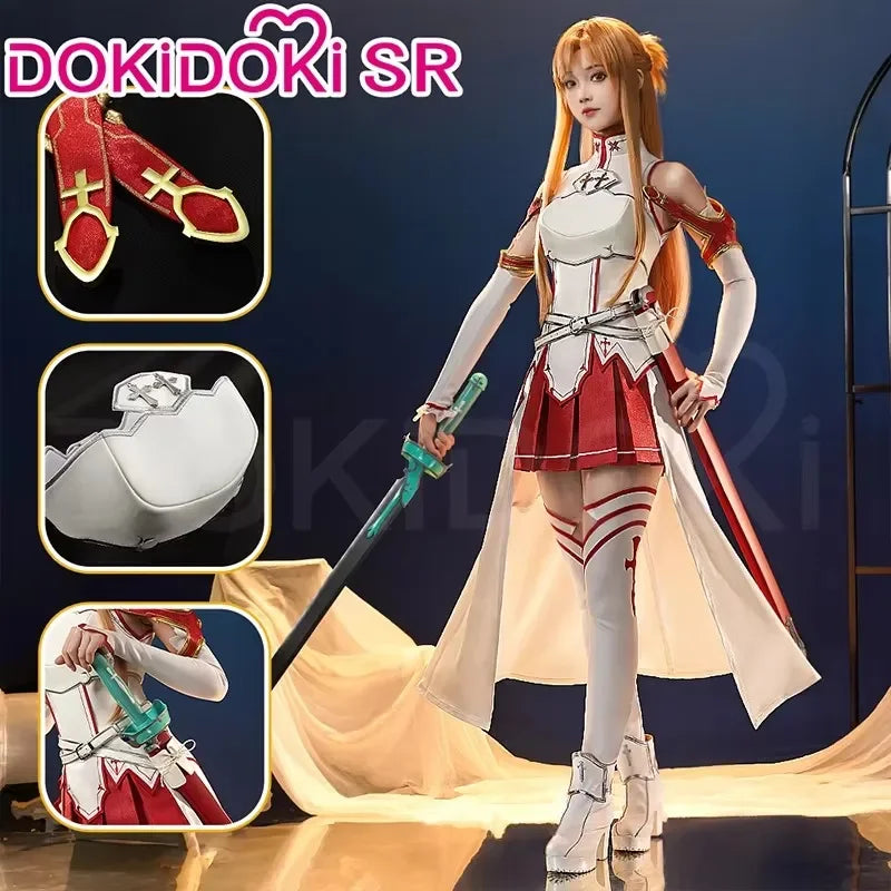 IN STOCK Yuuki Asuna Cosplay Costume Anime Sword Art Online Cosplay DokiDoki-SR Female Costume Yuuki Asuna Halloween Cosplay Wig