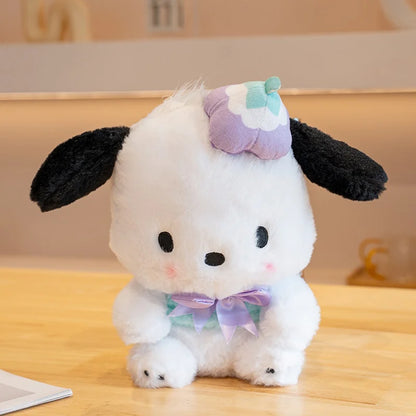 Sanrio Plush Doll Flower Series Cute Cinnamoroll Melody Plush Pendant Kawaii Hello Kitty Kuromi Plush Stuffed Doll Kid Xmas Gift