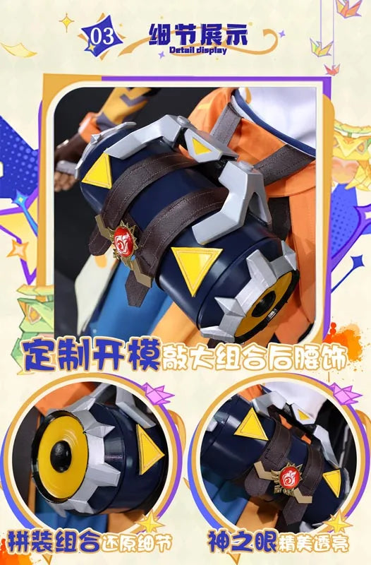 Genshin Impact Bennett Cosplay Costume Wig Uniform Adventures in Blazing Hue New Skin 3D Accessories Halloween Party Women Men