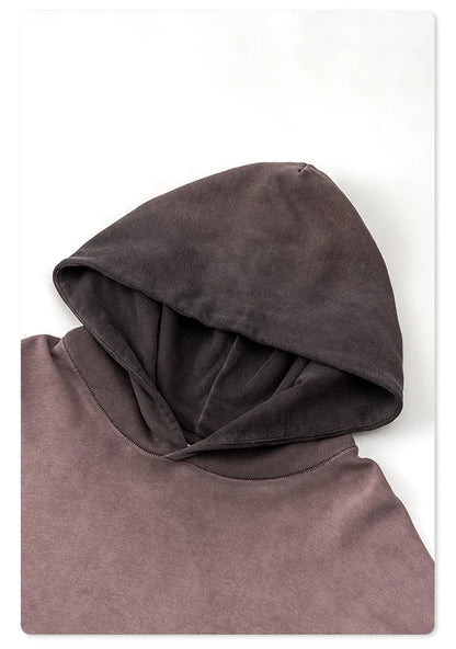 ZODF American Retro Washed Cotton Hoodie For Men Unisex Autumn High Street Oversized Knitted 380gsm Hooded Pullovers Coat HY0913