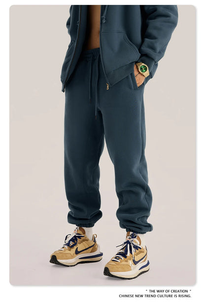 ZODF Unisex 345gsm Fleece Sweatpants Loose Fit Retro Hip Hop Winter Joggers HY0005