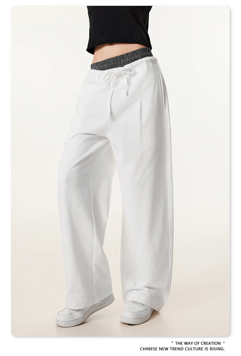 ZODF New 2025 Spring Men 280gsm Straight Pants Unisex Casual High Street Double Waist Sport Trousers Brand Streetwear HY1004