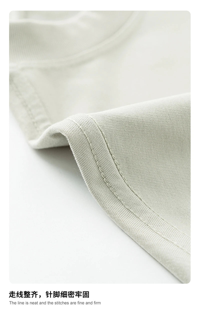 ZODF New 2025 Men Basic Solid 255gsm Cotton T-Shirts Unisex Loose Breathable Comfortable T Shirt Brand Clothes HY0973