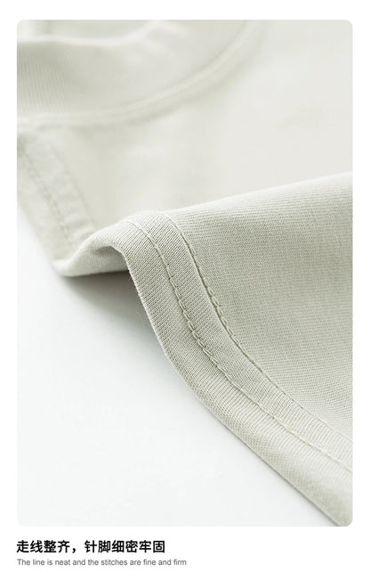 ZODF New 2025 Men Basic Solid 255gsm Cotton T-Shirts Unisex Loose Breathable Comfortable T Shirt Brand Clothes HY0973