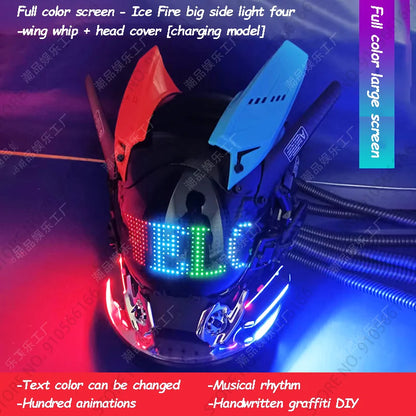 Cyberpunk App Mask Light Up Rolling Subtitles Screen Mask Cos Mech Technology Sense Mobile Phone Control Helmet Role Play