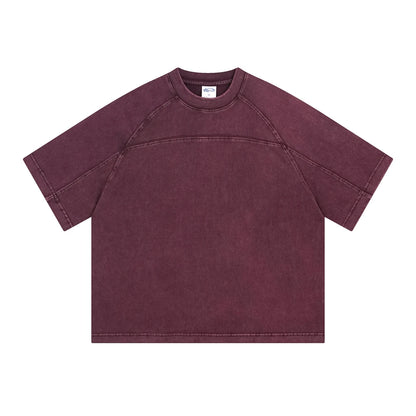 ZODF Retro 2025 Men Summer Batik Washed Cotton T-Shirts Unisex High Street Raglan Sleeve Patchwork T Shirt Brand Tees HY1062