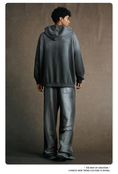 ZODF Retro Winter 370gsm Monkey Washed Hoodies For Man Unisex Oversized Off Shoulder 100% Cotton Hooded Coats Pullovers HY1136