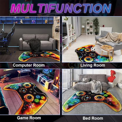 Creative Game Controller Area Rug Painted Gamepad Carpet for Teenagers Bedroom Game Player Room Kid Room Game enthusiast