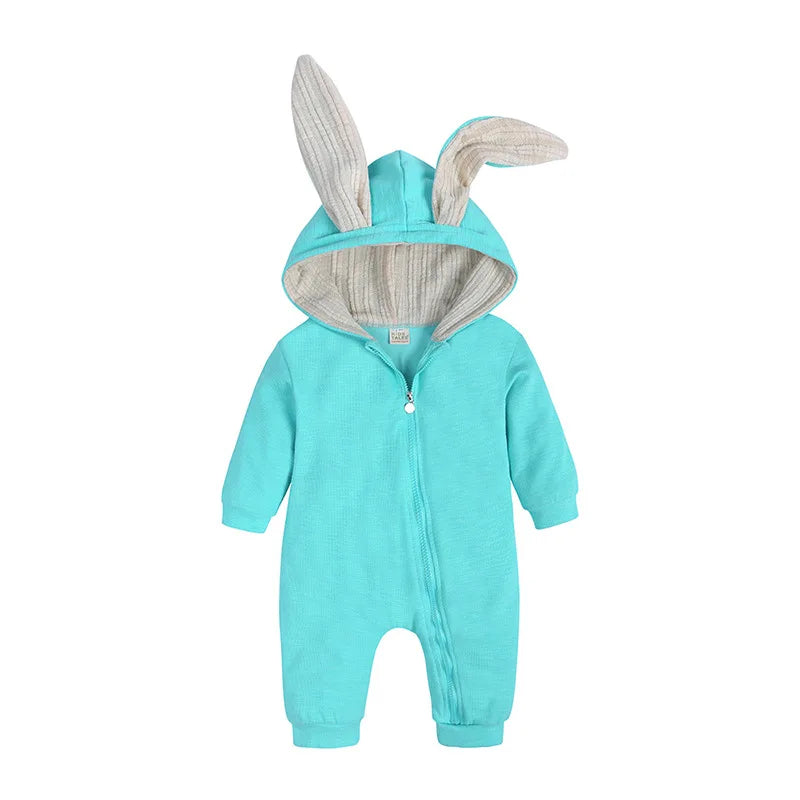 White Baby Rompers Newborn Boys Girls Clothes Easter Funny Rabbit Ear Hooded Jumpsuit infant Costume Cotton Baby Romper Pajamas