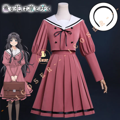 iCoser Kaoruko Waguri Cosplay Costume Wig Dress School Uniform Anime The Fragrant Flower Blooms with Dignity Halloween for Women