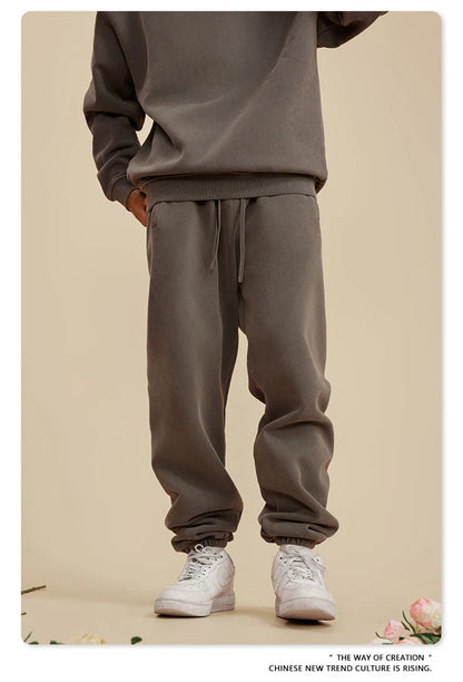 ZODF 2025 Autumn Winter Men’s Washed Fleece Sweatpants 355gsm Loose Retro Joggers Streetwear HY0653