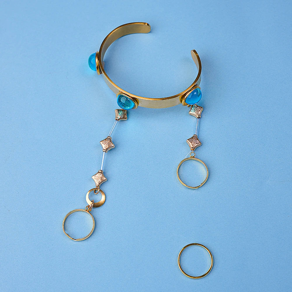 Genshin Impact Lauma Cosplay Costume Wig Dress Uniform Headwear Earrings Frostmoon Scions Halloween Party for Women Girls iCoser