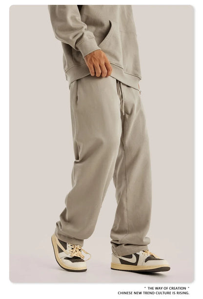 ZODF New 2025 Autumn Men's 445GSM Sweatpants Unisex High Street Soft Knitted Straight Pants Brand Streetwears Tracksuits HY0382