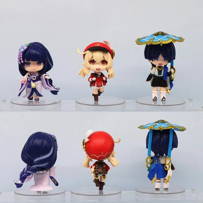 Genshin Impact Klee Yae Miko Raiden Shogun Anime Figure PVC 6Pcs/ Set Cute Model Collection Oranments Toy Gift 10CM