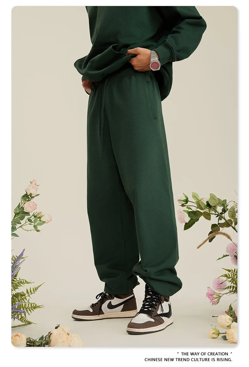 ZODF New Men Heavy Weight 440gsm Solid Sweatpants Unisex Loose Basic Casual Comfortable Sport Pants Joggers Streetwears HY0628