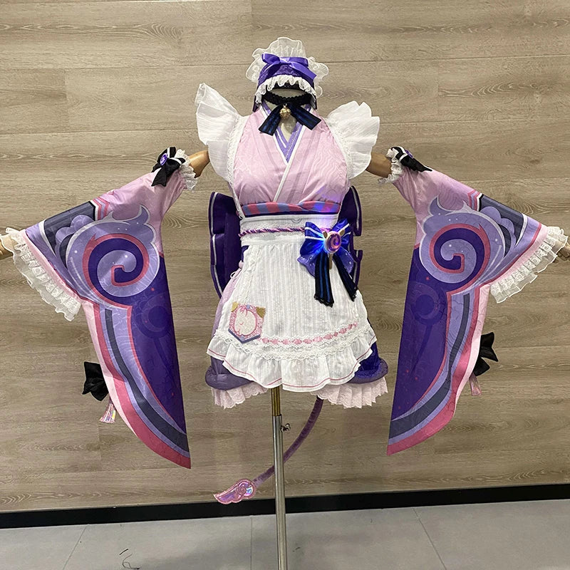iCoser Genshin Impact Yumemizuki Mizuki Cosplay Costume Wig Dress Headwear Tail Natlan Halloween Party for Women Girls Cos Props