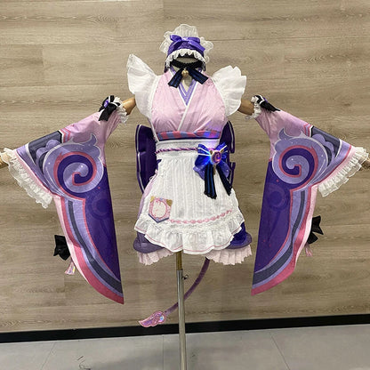 iCoser Genshin Impact Yumemizuki Mizuki Cosplay Costume Wig Dress Headwear Tail Natlan Halloween Party for Women Girls Cos Props