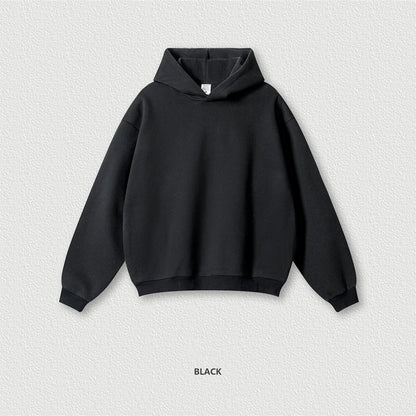 ZODF New Winter Men Solid Fleece Hoodies Unisex Women 345gsm Loose Warm Side Zipper Pocket Hooded Pullovers Brand Clothes HY0867