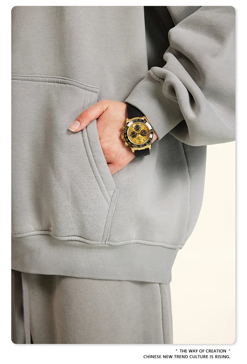 ZODF Autumn Winter Monkey Washed Fleece Hoodies For Men Unisex Basic 360gsm Warm Knitted Hooded Pullovers Coats HY0903