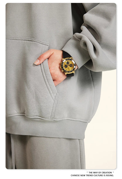 ZODF Autumn Winter Monkey Washed Fleece Hoodies For Men Unisex Basic 360gsm Warm Knitted Hooded Pullovers Coats HY0903