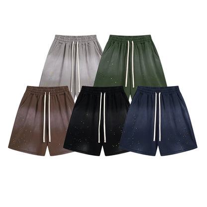 ZODF 2025 Summer 325gsm Monkey Washed Cotton Shorts For Men Unisex Retro High Street Loose Fit Paint Shorts Streetwears HY1064