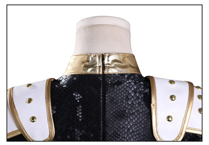 KPop Demon Hunters Zoey Cosplay Costume Black Gold Skirt Huntrix Golden Outfit Earrings Headwear Halloween Party for Women Girls