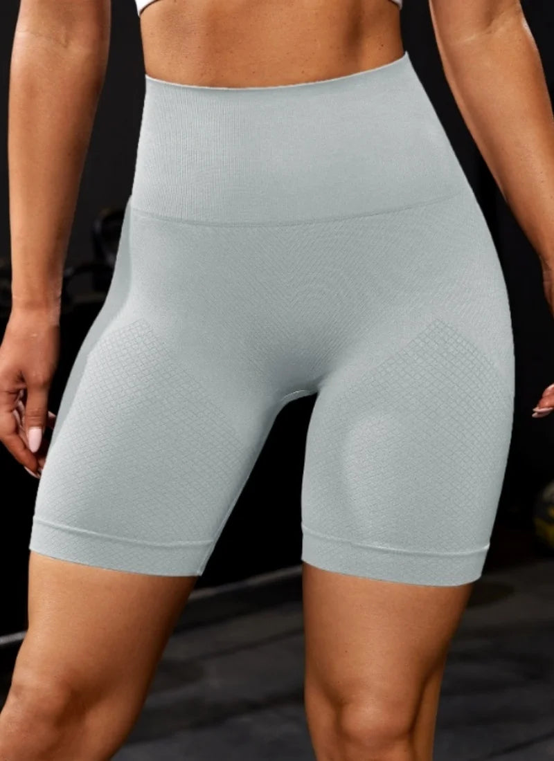 High Waisted Tight Fitting Sports Shorts for Women – Elastic Breathable Moisture-Wicking Yoga and Running Pants