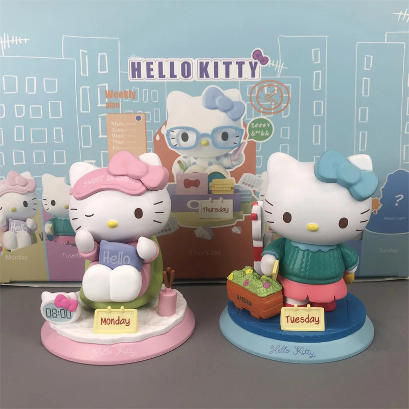 HelloKitty cartoon figurine Sunday worker cake food doll blind box Kt Cat desktop decoration room decoration mystery box gift