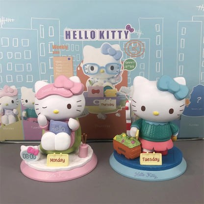 HelloKitty cartoon figurine Sunday worker cake food doll blind box Kt Cat desktop decoration room decoration mystery box gift