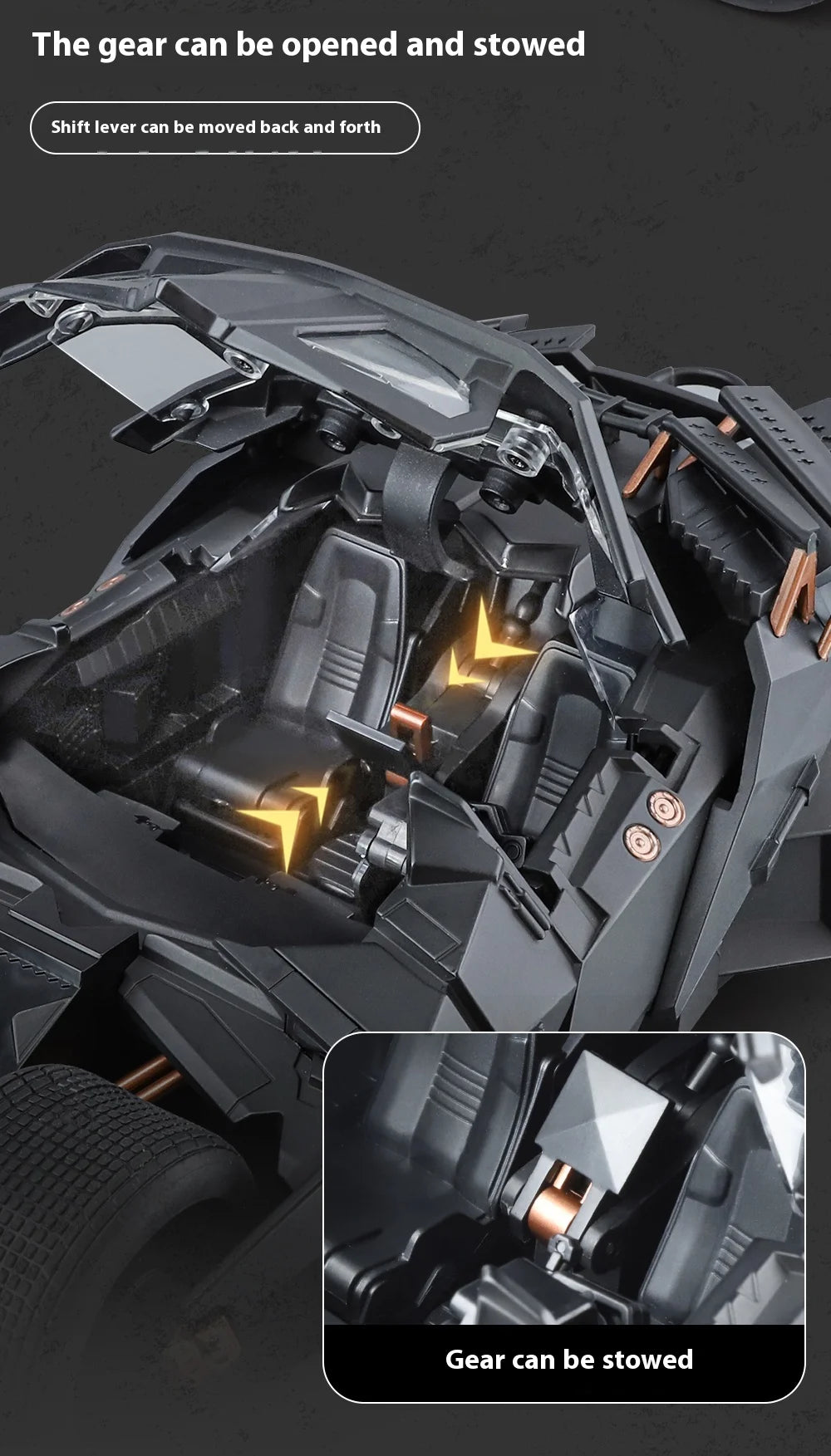 1:18 Batmobile Tumbler Alloy Metal Car Diecast Toy Vehicle Car Model Sound & Light Slide Spray Truck Toys For Kids  Gift Birthda