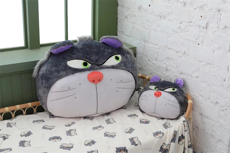 Disney Lucifer Cat Headrest Back Cushion For Car Seat Safety Belt Cover Huggable Pillow Stuffed Animal Grey Cat Plushies Gifts
