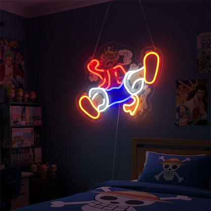 Custom Anime One Piece Luffy Acrylic Neon LED Light Artwork for Home Festival Decor Party Bar Hotel Salon Business Shop,Etc.