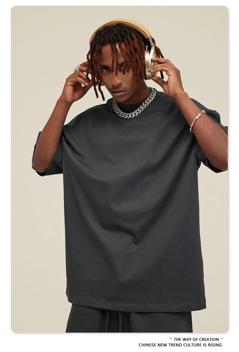 ZODF New 2025 Heavy Weight 305gsm Solid Cotton T Shirts For Men Unisex Summer Oversized Noshrink Basic T-Shirt Brand Tops HY0475