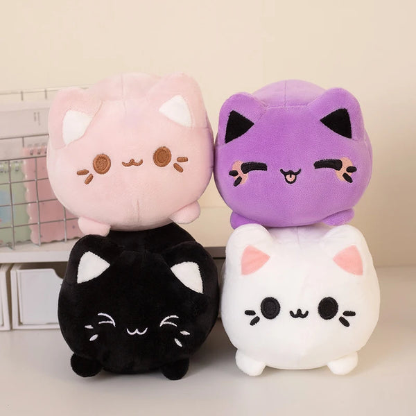 20cm Colorful Plush Peach Cat Plushie Soft Cartoon Kawaii Stuffed Toy Gift for Girls and Boys - short plush black