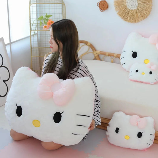 Sanrio Cuddly Hello Kitty Back Cushion Soft Cartoon Pillow Sofa Bed Bay Window Home Decor Pillow Hug Plushies Xmas Gift For Girl
