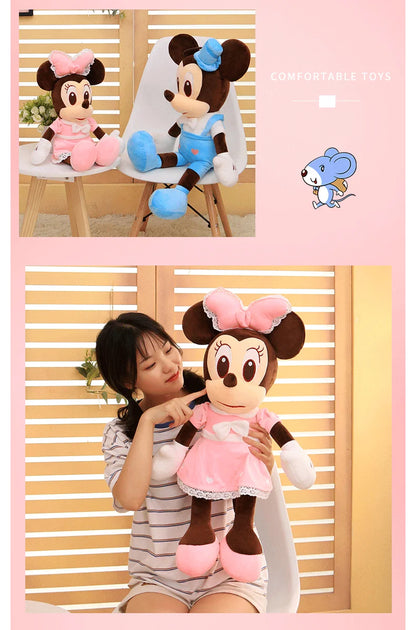 Disney 110cm Kawaii Mickey & Minnie Plush Pillow Set - Wedding Dress Stuffed Animals Soft Hugging Toy for Girls Gift Room Decor