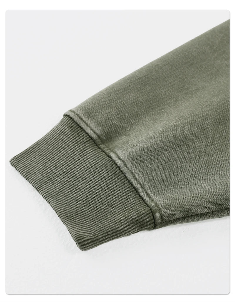 ZODF New Autumn Men's Washed Heavy Weight Cotton Hoodies Unisex Retro Fake 2 Peice 430gsm Loose Edge Hooded Pullovers HY1082