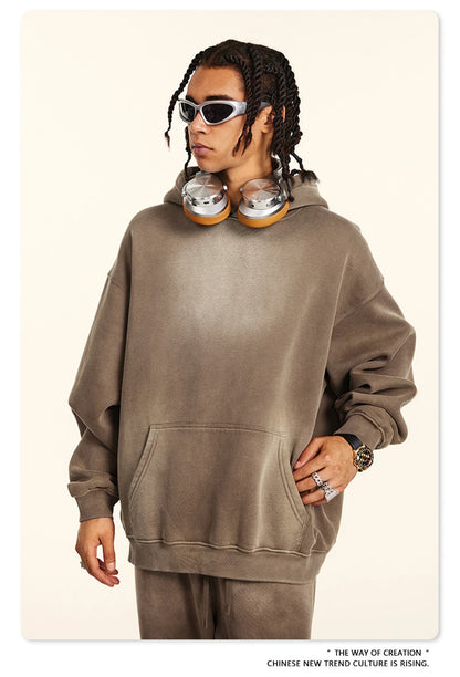 ZODF Autumn Winter Monkey Washed Fleece Hoodies For Men Unisex Basic 360gsm Warm Knitted Hooded Pullovers Coats HY0903