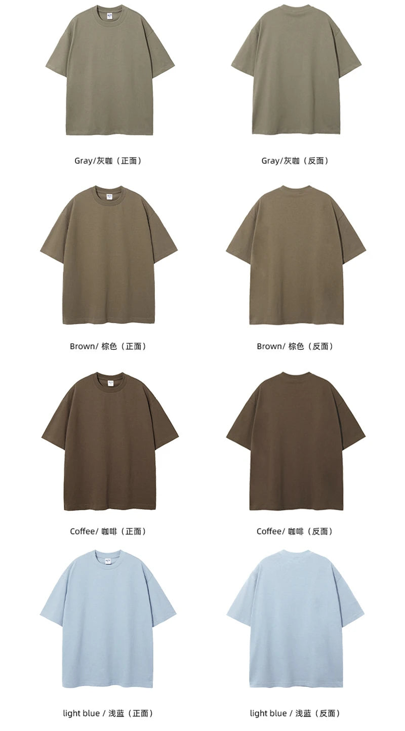 ZODF New Spring Summer Men 305gsm Cotton T Shirts Unisex Heavy Weight Oversized FG Noshrink Basic Solid T-Shirt Tees HY0165